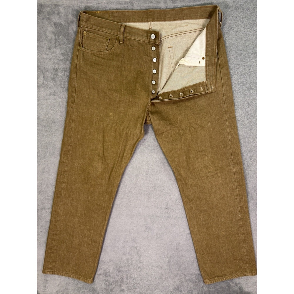 Levis 501XX Jeans Mens 42x32 Brown Straight Classic Light Wash Denim Button Fly